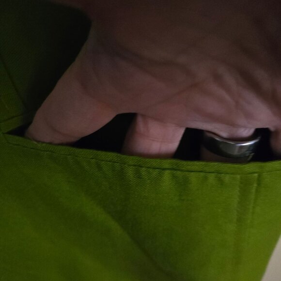 Evan Picone Black Label Spring Green Linen Blend One Gold Button Blazer Size 16 - Picture 4 of 6